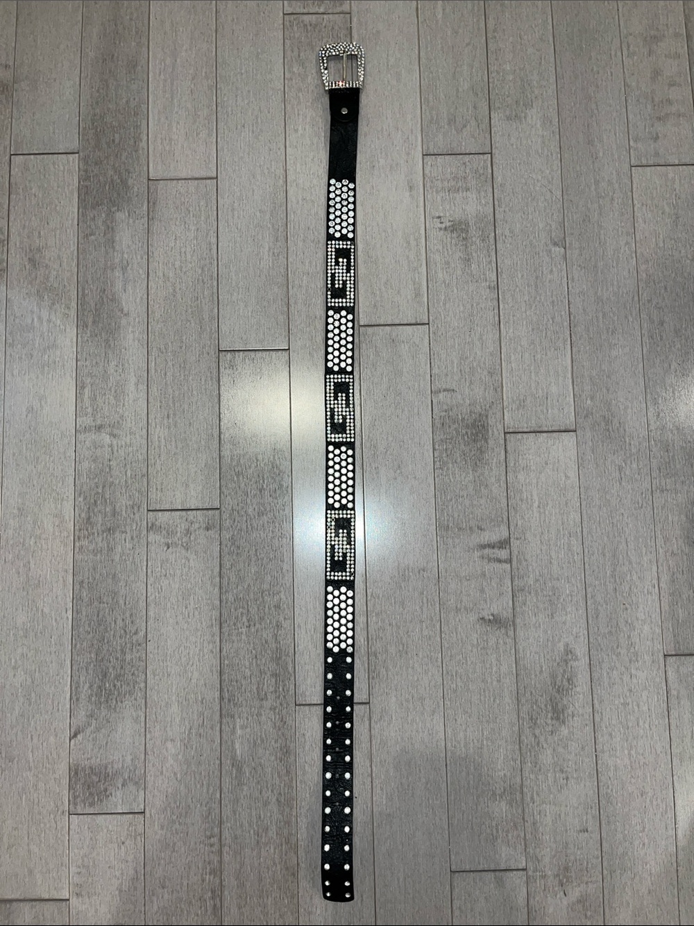 Black Studded Rhinestone Belt - Picture 3 of 8